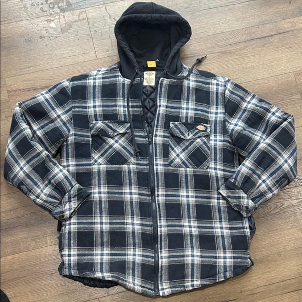 Dickies Black and White Checkered Hooded Jacket